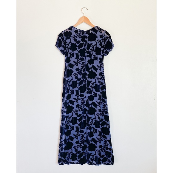 Vintage 80s Velvet Burnout Maxi - Navy, Floral - Picture 2 of 6